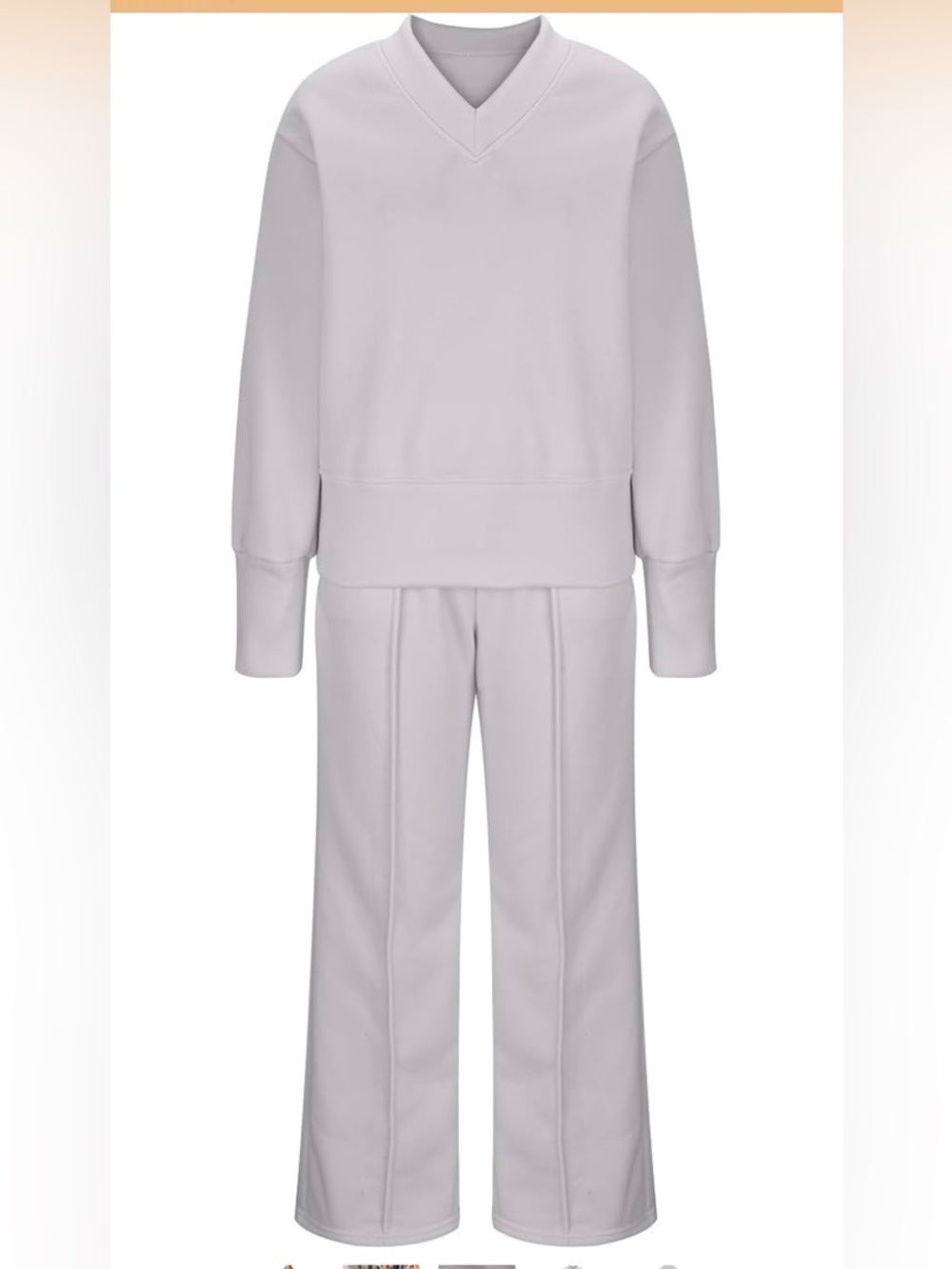 NWOT White sweatpants and long sleeve v-neck sweatshirt.